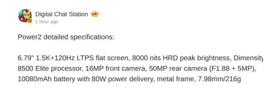 Bocoran Terbaru Honor Power 2: Baterai 10.080mAh, Layar 8.000 Nits, Dimensity 8500 Elite